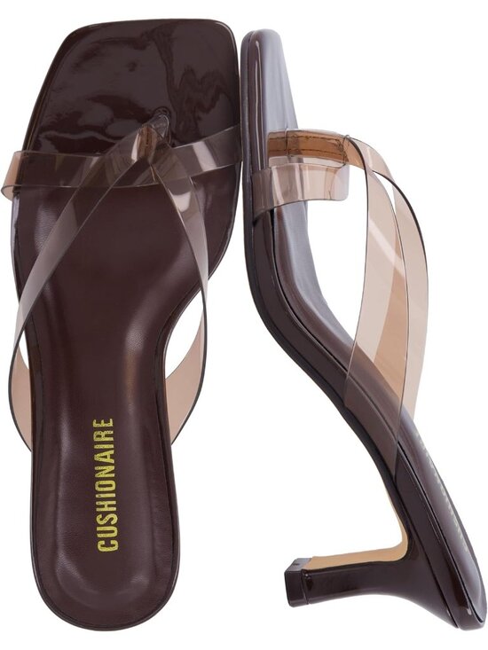 Shoes - Women's Cafe Shana Clear Jelly Strap Heels Flared Kitten Heel Slide Split Toe